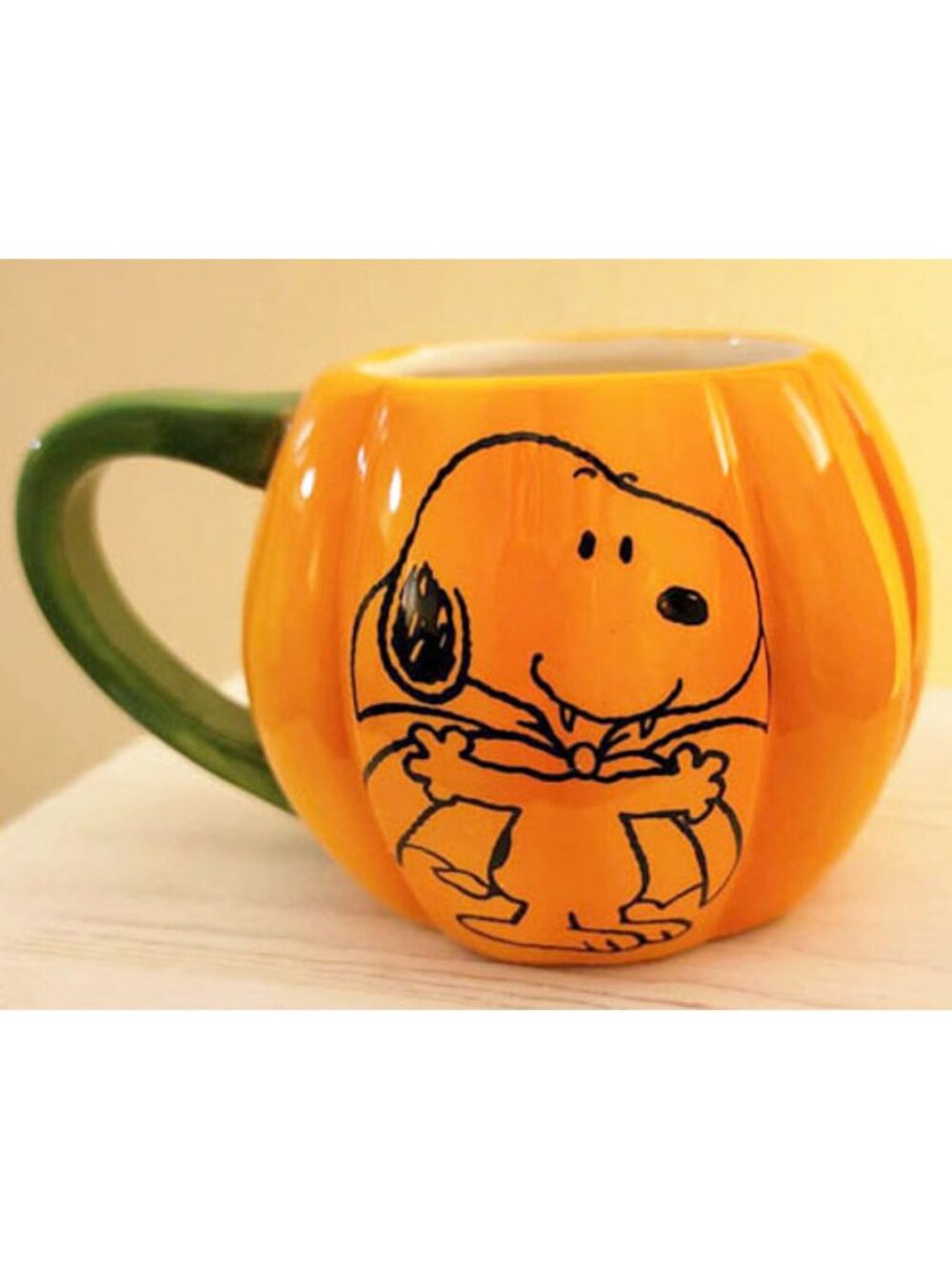 Snoopy Halloween Vampire Pumpkin Mug 20oz Peanuts Charles Schulz Orange NEW NIB